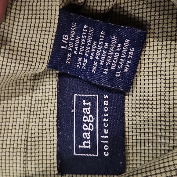 3/$20 Haggar Green Square Print Button-Up Shirt - Picture 5 of 5